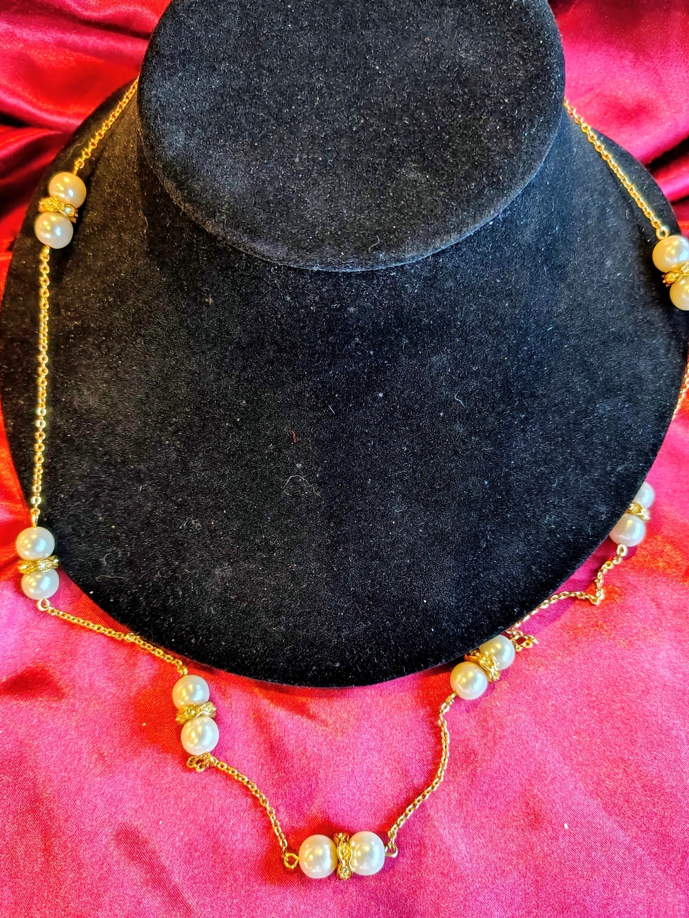 NWOT J.Crew Exquisite 28" Faux Pearl & Rhinestone Station Necklace Gold-Tone